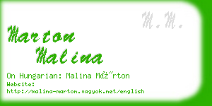 marton malina business card